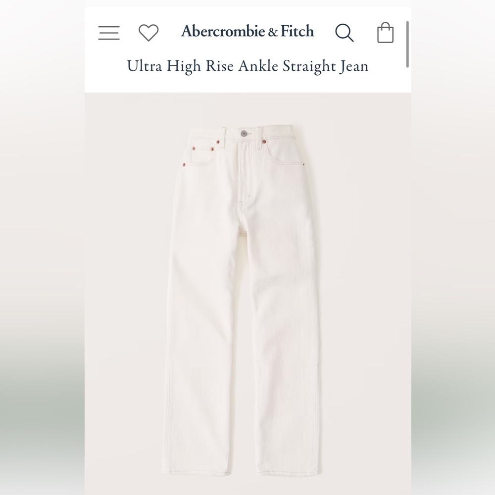 Abercrombie & Fitch White Ultra High Rise Ankle Straight Jeans
